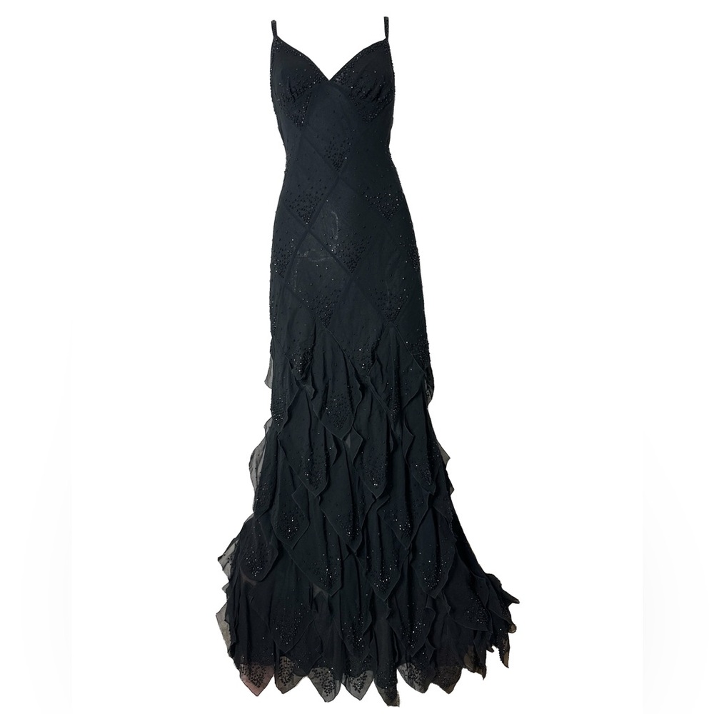 Moschino vintage black crystal maxi dress